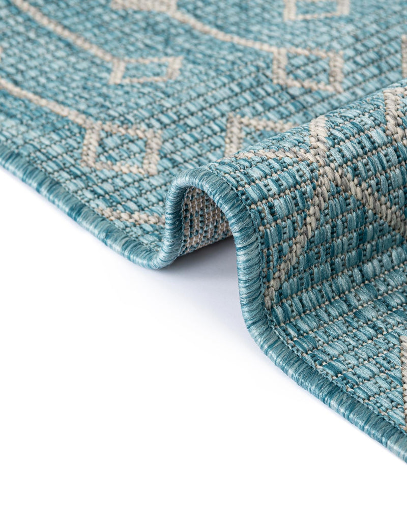 Garden Lattice Oasis Collection Area Rug - Pergola (Aqua) Octagon Aqua lifestyle 11