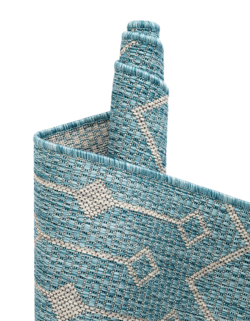 Garden Lattice Oasis Collection Area Rug - Pergola (Aqua) Octagon Aqua lifestyle 12