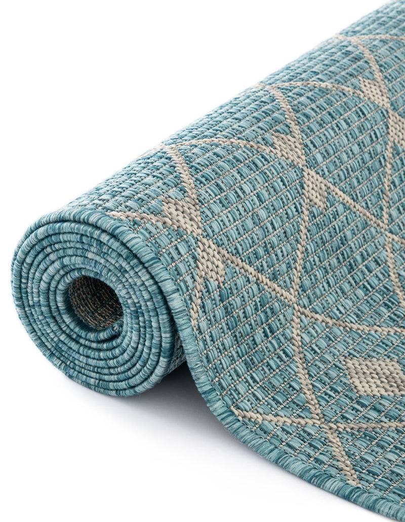 Garden Lattice Oasis Collection Area Rug - Pergola (Aqua) Octagon Aqua lifestyle 13