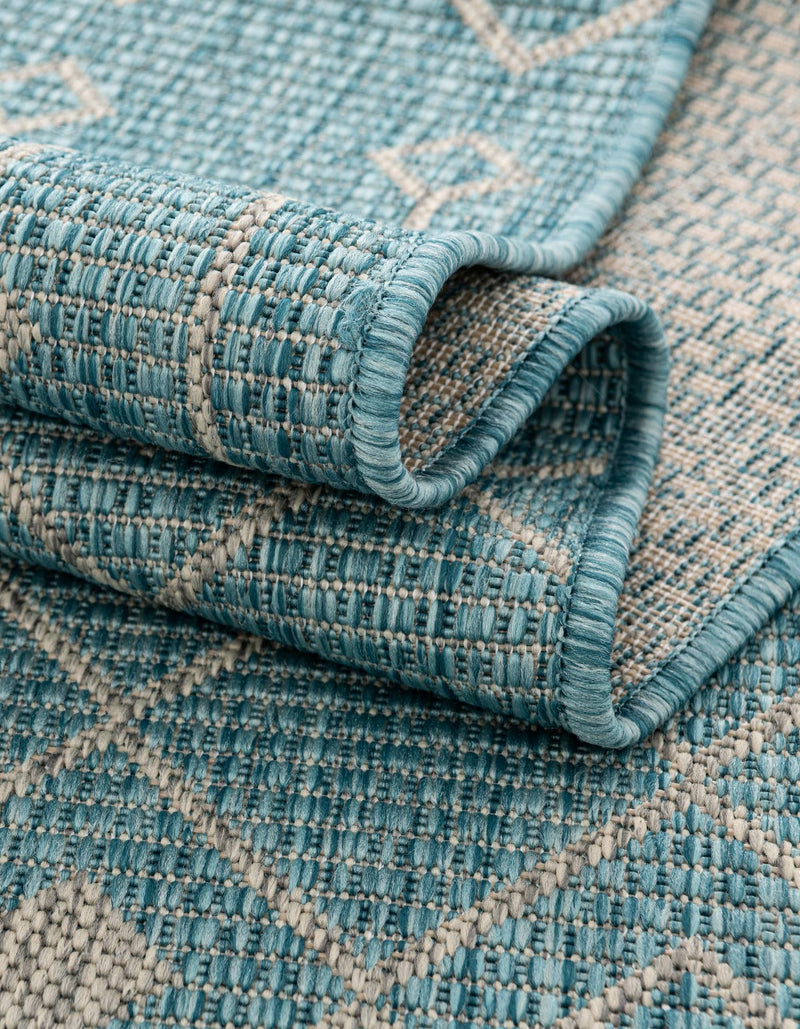 Garden Lattice Oasis Collection Area Rug - Pergola (Aqua) Octagon Aqua lifestyle 14