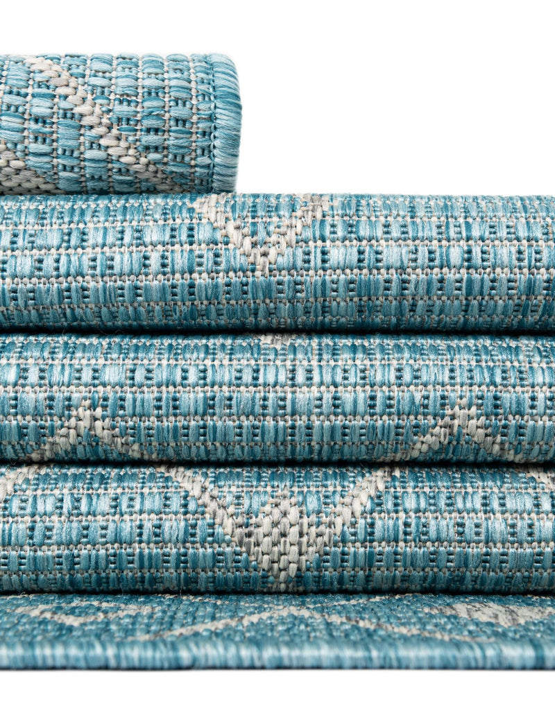Garden Lattice Oasis Collection Area Rug - Pergola (Aqua) Octagon Aqua lifestyle 15