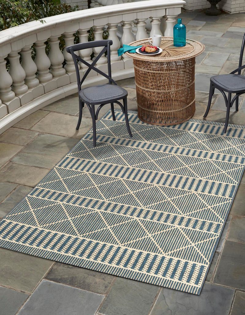 Seaside Lattice Collection Area Rug - Glade Rectangle Blue lifestyle 2