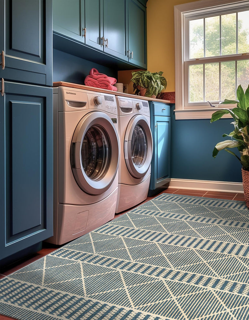 Seaside Lattice Collection Area Rug - Glade Rectangle Blue lifestyle 6