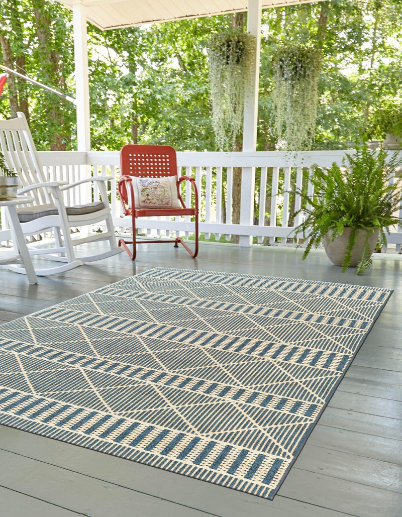 Seaside Lattice Collection Area Rug - Glade Rectangle Blue lifestyle 10