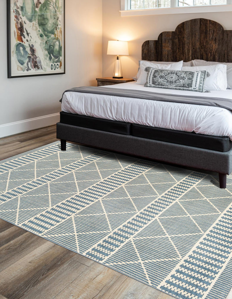 Seaside Lattice Collection Area Rug - Glade Rectangle Blue lifestyle 22