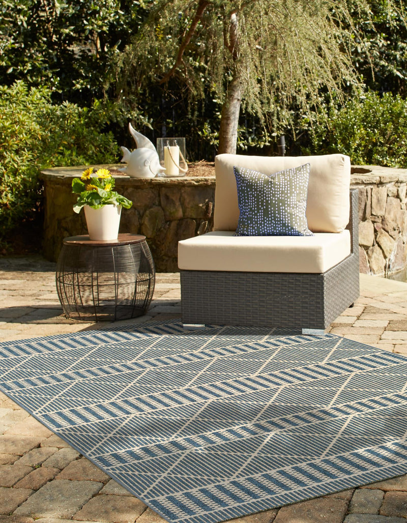 Seaside Lattice Collection Area Rug - Glade Rectangle Blue lifestyle 26