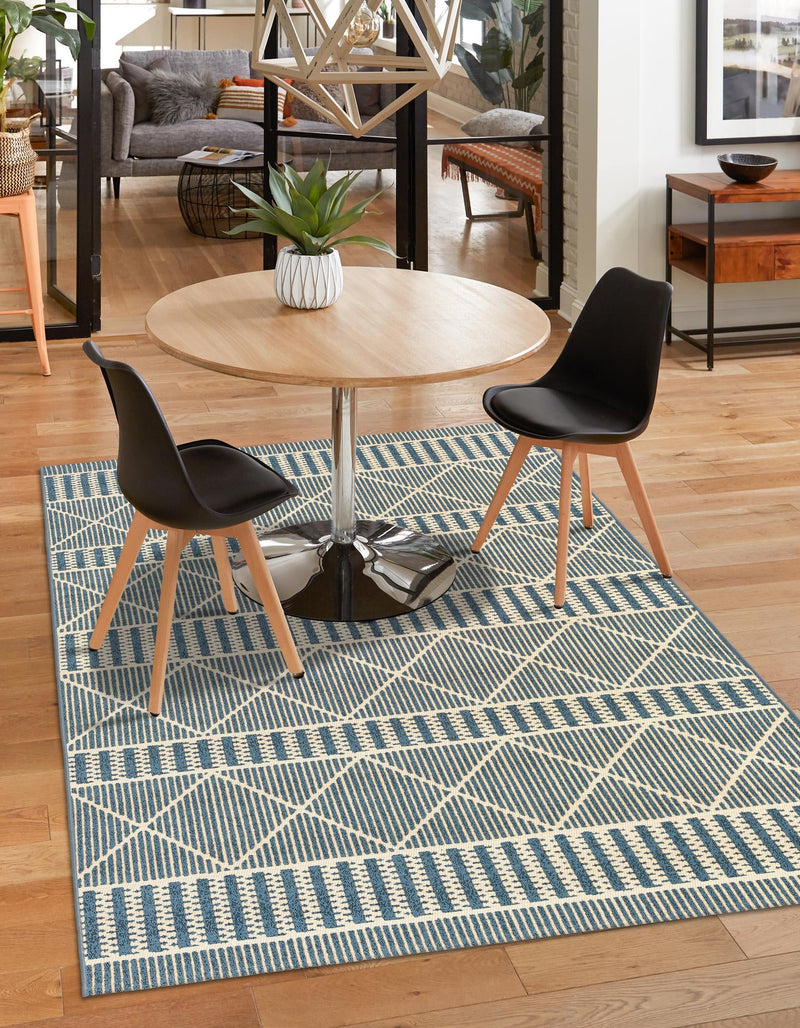 Seaside Lattice Collection Area Rug - Glade Rectangle Blue lifestyle 30
