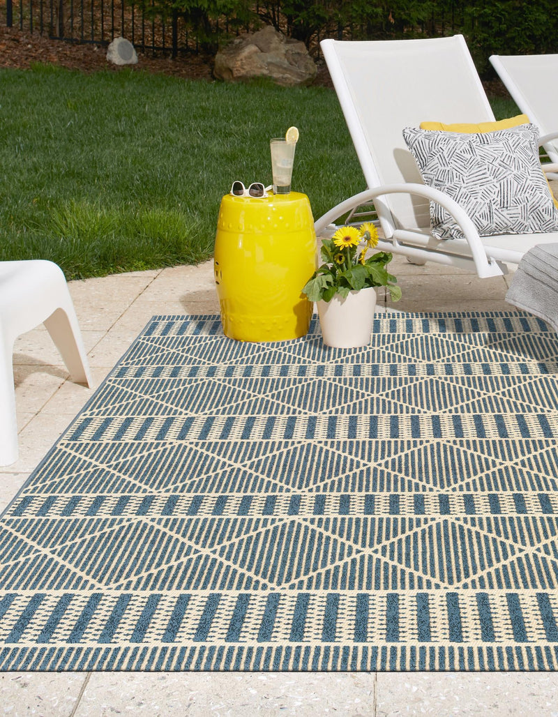 Seaside Lattice Collection Area Rug - Glade Rectangle Blue lifestyle 34
