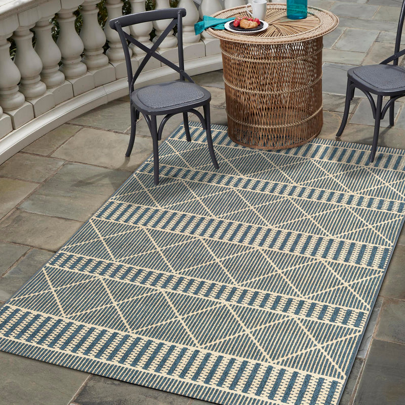 Seaside Lattice Collection Area Rug - Glade Rectangle Blue lifestyle 77