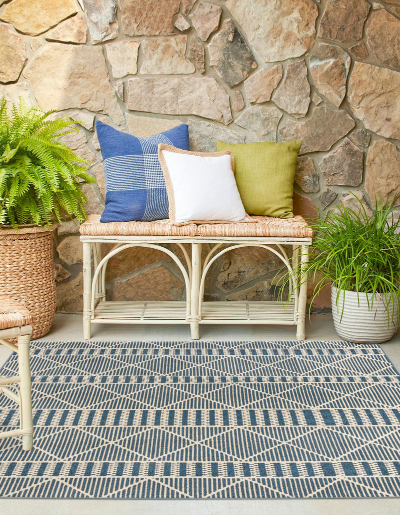 Seaside Lattice Collection Area Rug - Glade Square Blue lifestyle 93