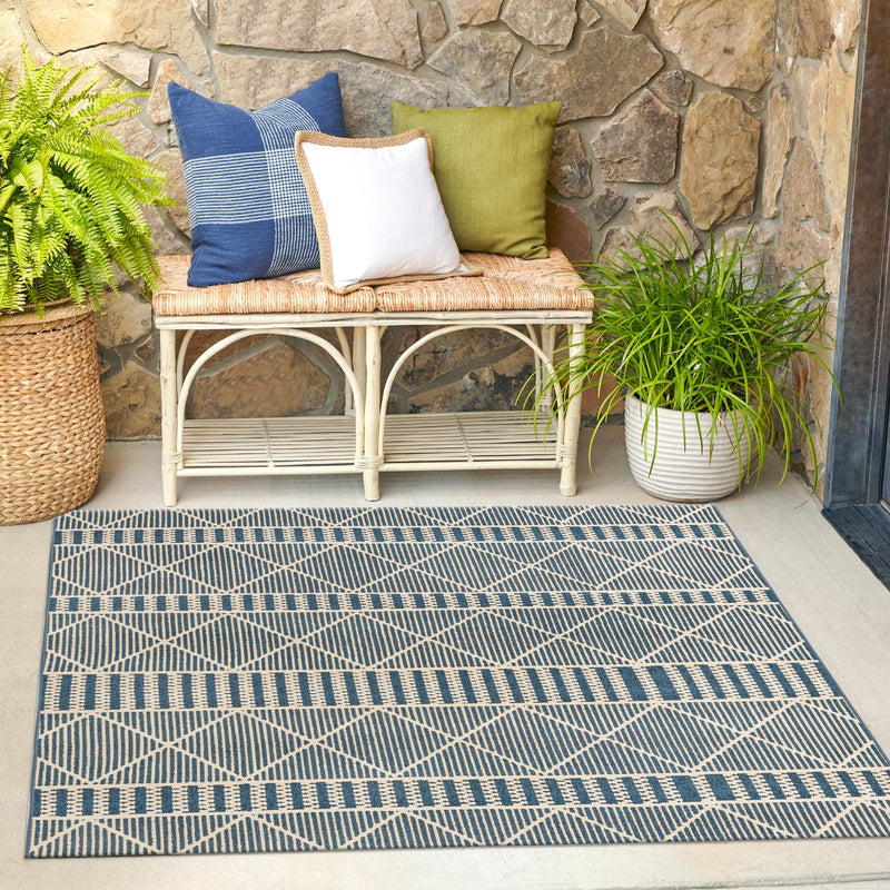 Seaside Lattice Collection Area Rug - Glade Square Blue lifestyle 188