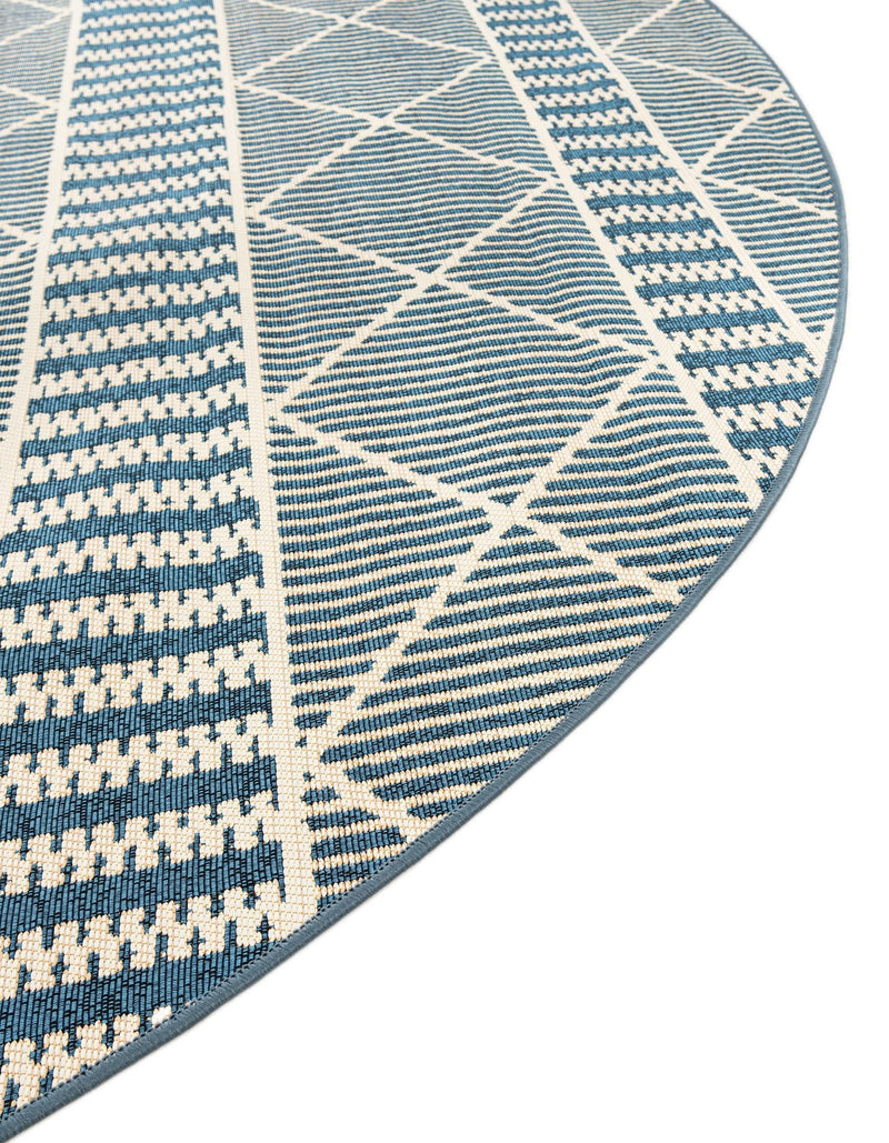 Seaside Lattice Collection Area Rug - Glade Round Blue lifestyle 177