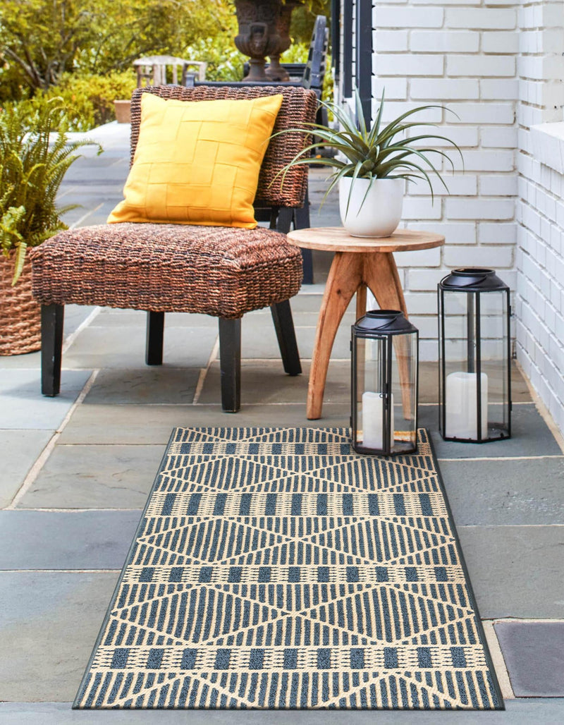 Seaside Lattice Collection Area Rug - Glade Runner Blue lifestyle 106