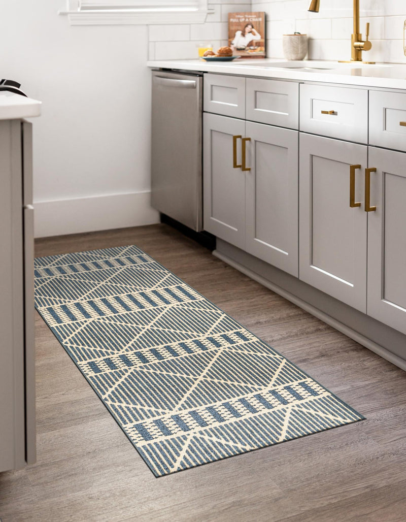 Seaside Lattice Collection Area Rug - Glade Runner Blue lifestyle 114