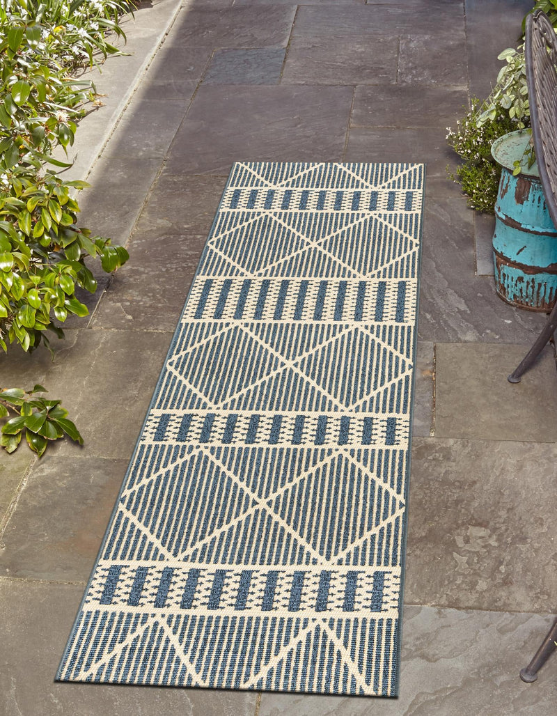 Seaside Lattice Collection Area Rug - Glade Runner Blue lifestyle 138