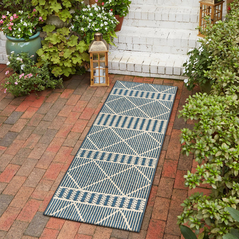 Seaside Lattice Collection Area Rug - Glade Runner Blue lifestyle 190