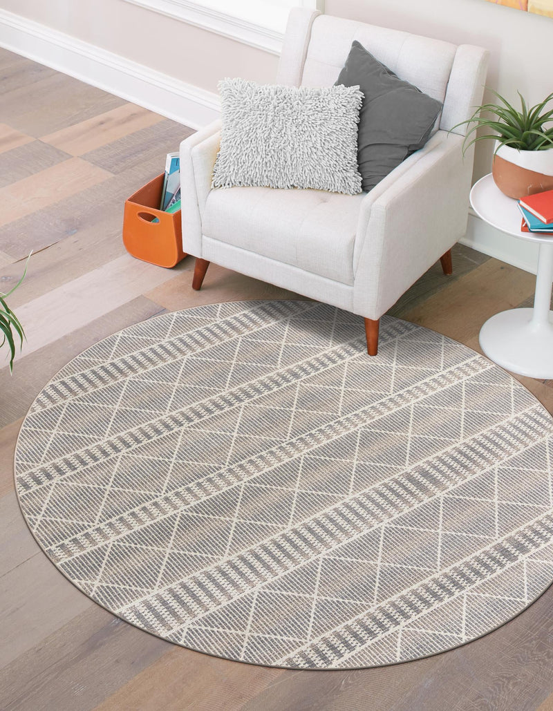 Seaside Lattice Collection Area Rug - Glade Round Gray lifestyle 97