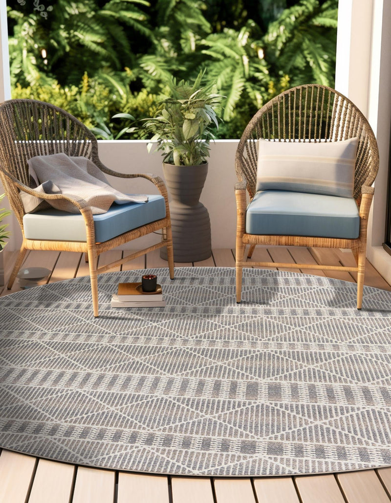 Seaside Lattice Collection Area Rug - Glade Round Gray lifestyle 107