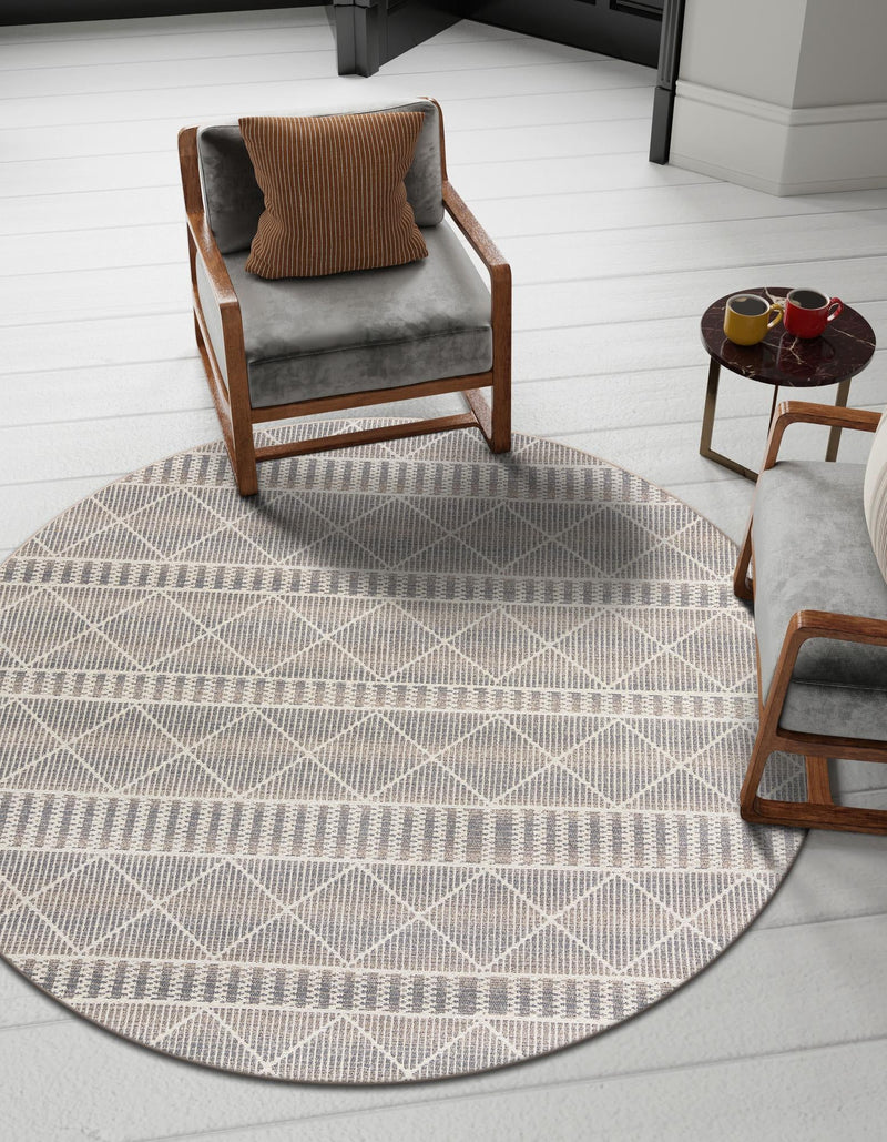 Seaside Lattice Collection Area Rug - Glade Round Gray lifestyle 115