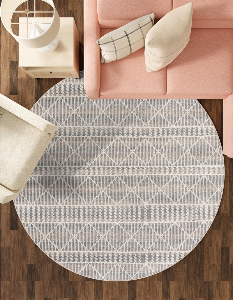 Seaside Lattice Collection Area Rug - Glade Round Gray lifestyle 163