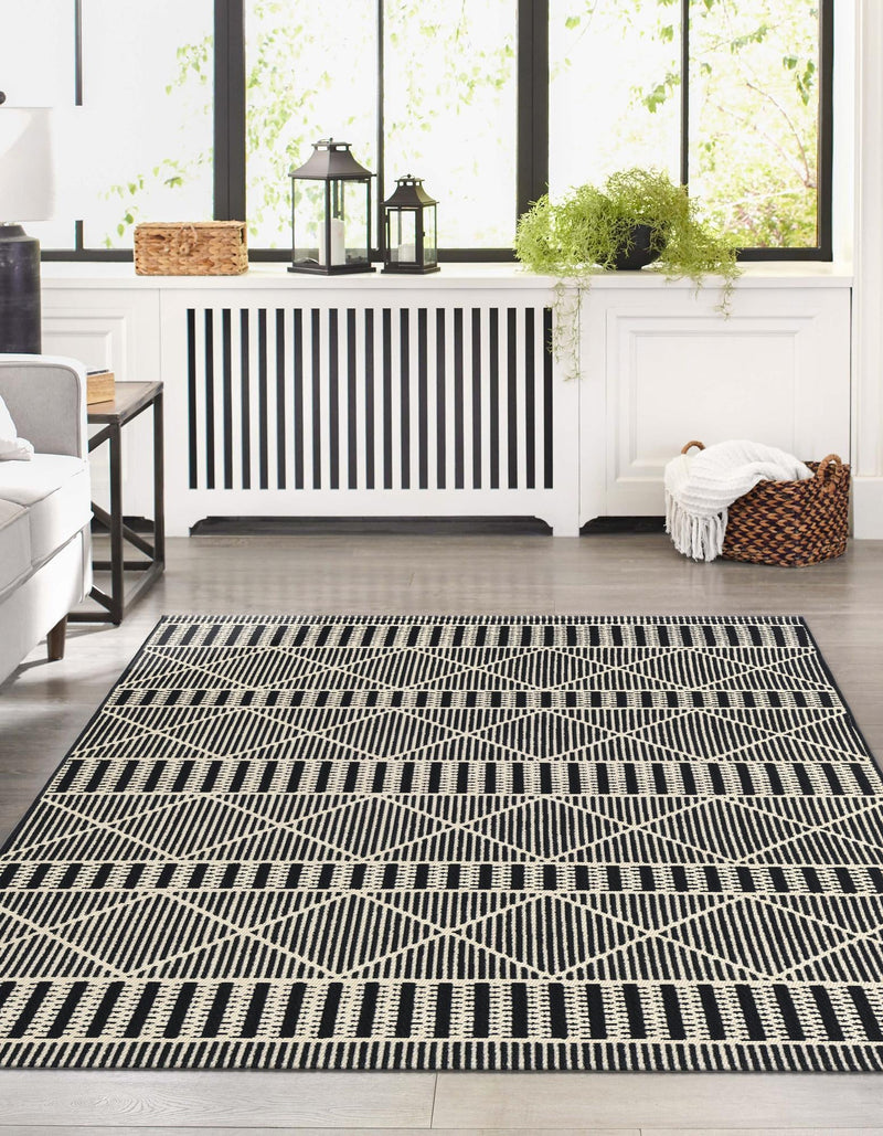Seaside Lattice Collection Area Rug - Glade Rectangle Black lifestyle 16