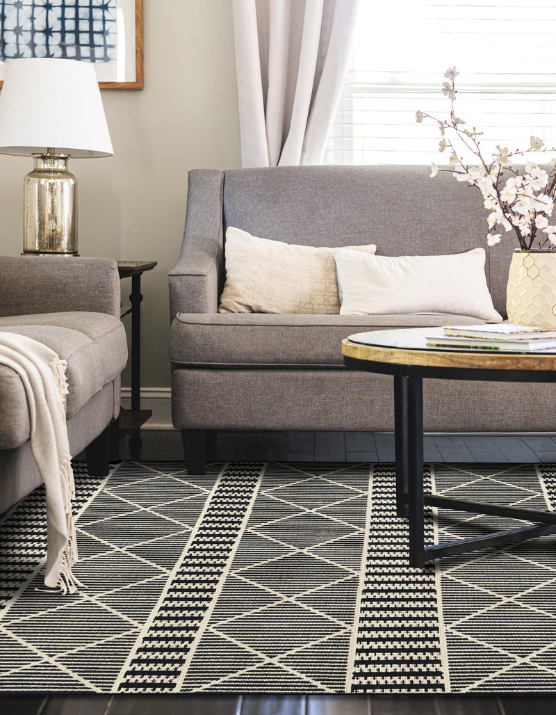 Seaside Lattice Collection Area Rug - Glade Rectangle Black lifestyle 32