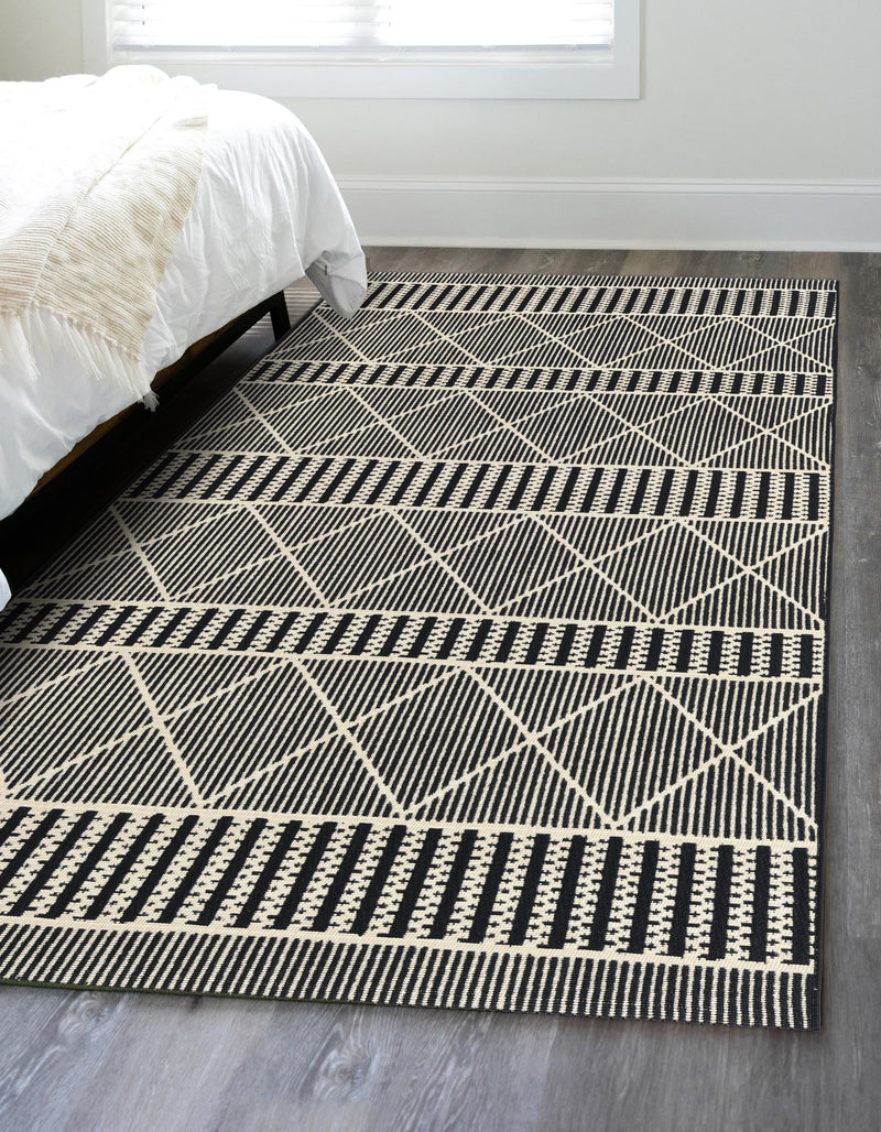 Seaside Lattice Collection Area Rug - Glade Rectangle Black lifestyle 40