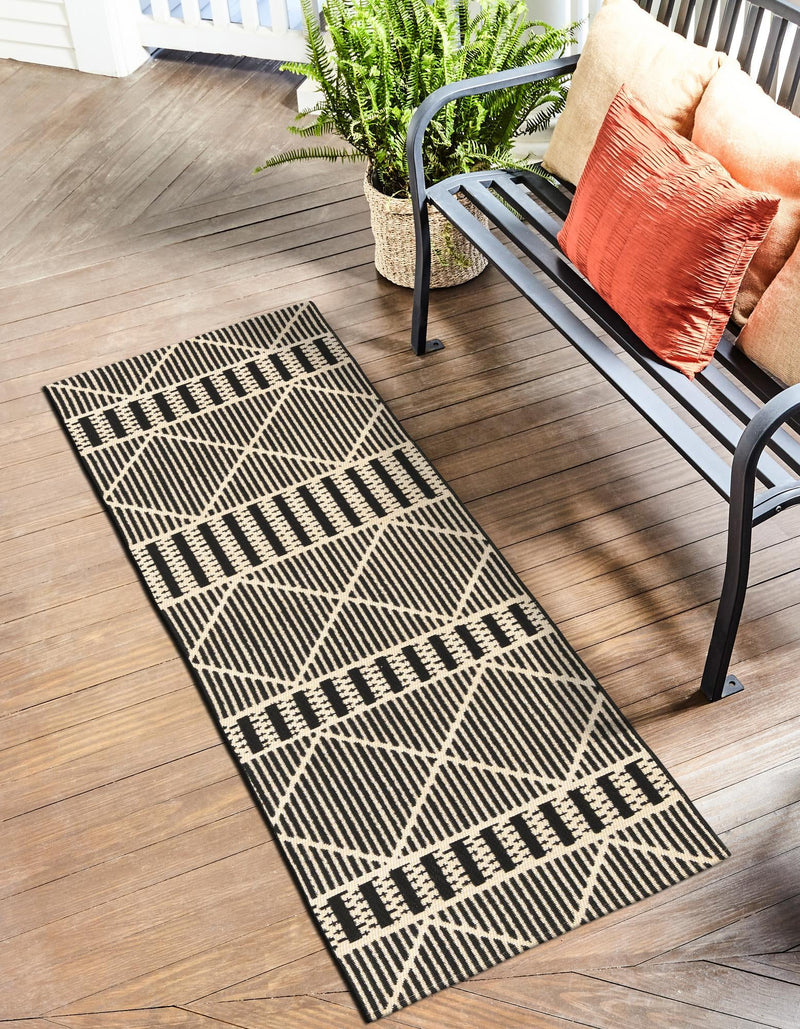 Seaside Lattice Collection Area Rug - Glade Runner Black lifestyle 89