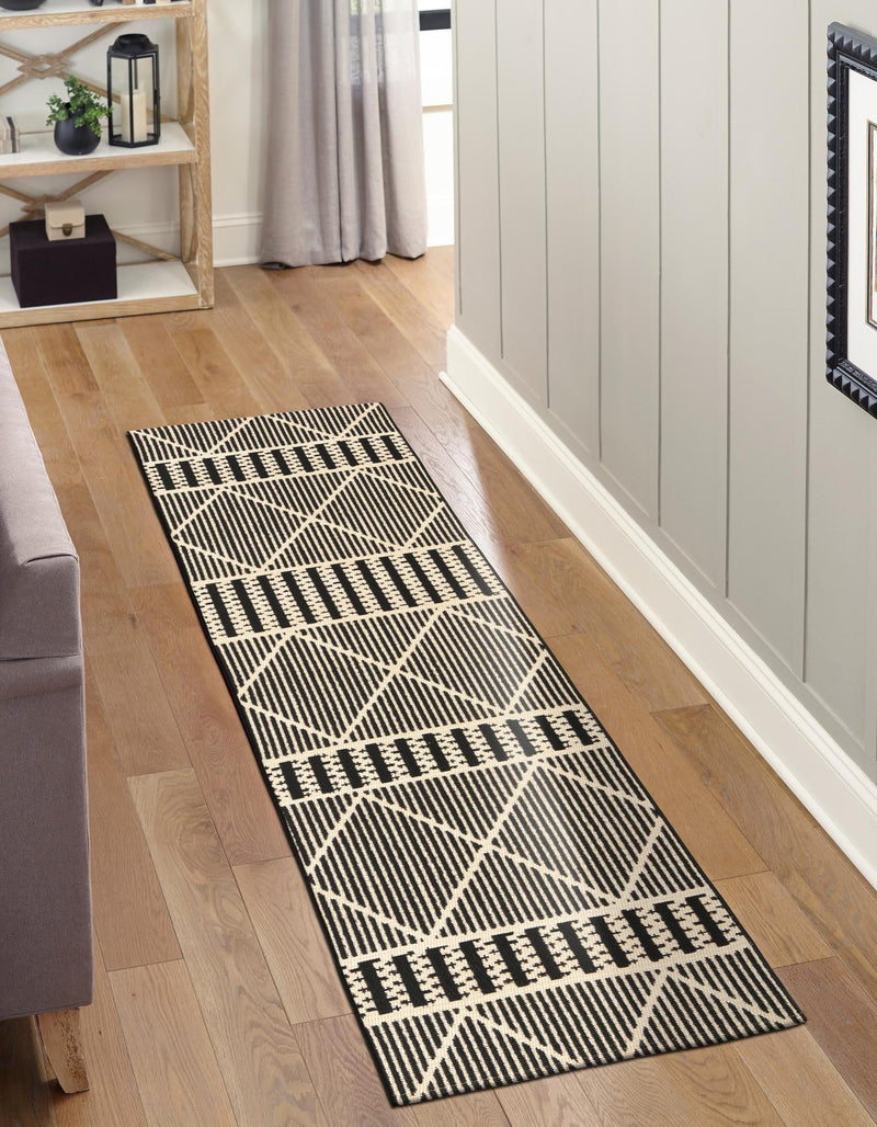Seaside Lattice Collection Area Rug - Glade Runner Black lifestyle 101