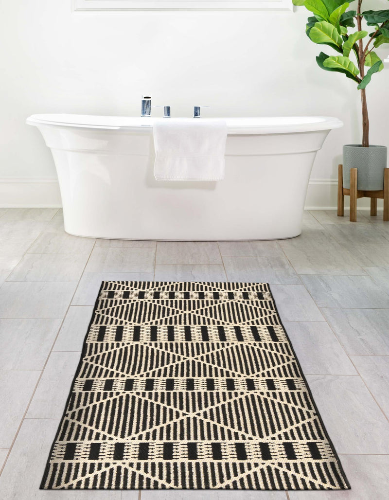 Seaside Lattice Collection Area Rug - Glade Runner Black lifestyle 150