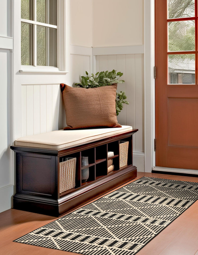 Seaside Lattice Collection Area Rug - Glade Runner Black lifestyle 166