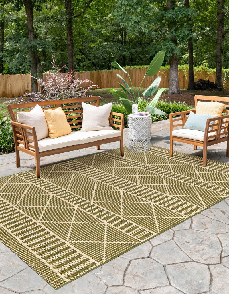 Seaside Lattice Collection Area Rug - Glade Rectangle Green lifestyle 13