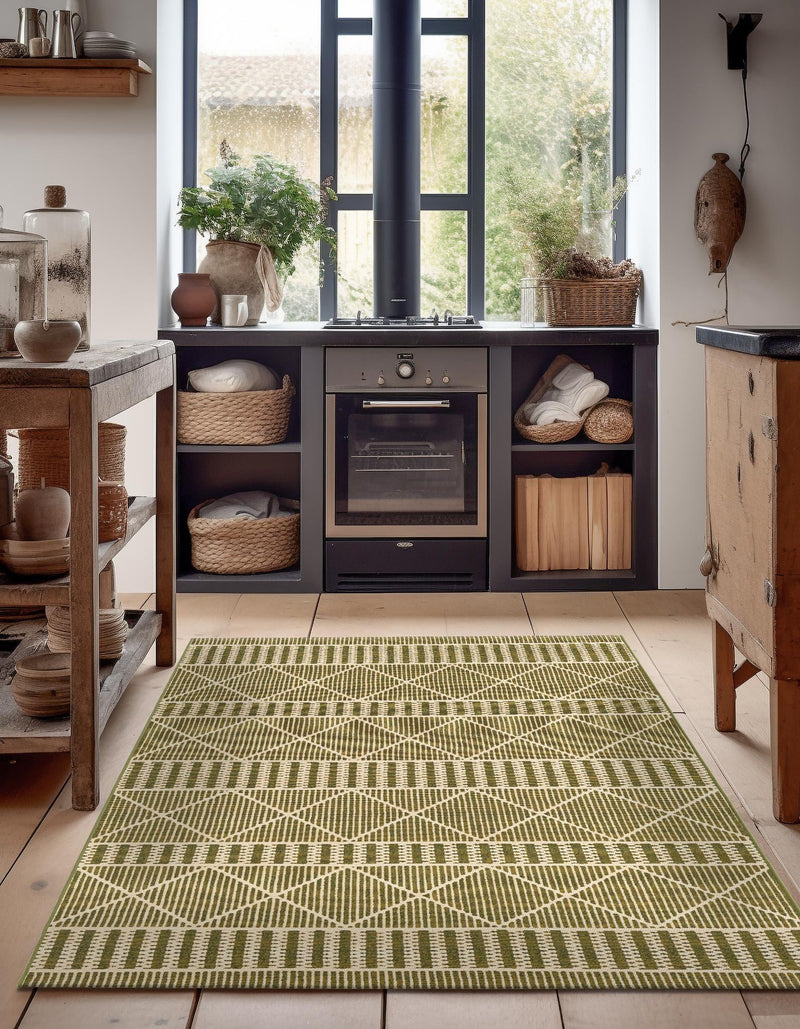 Seaside Lattice Collection Area Rug - Glade Rectangle Green lifestyle 17