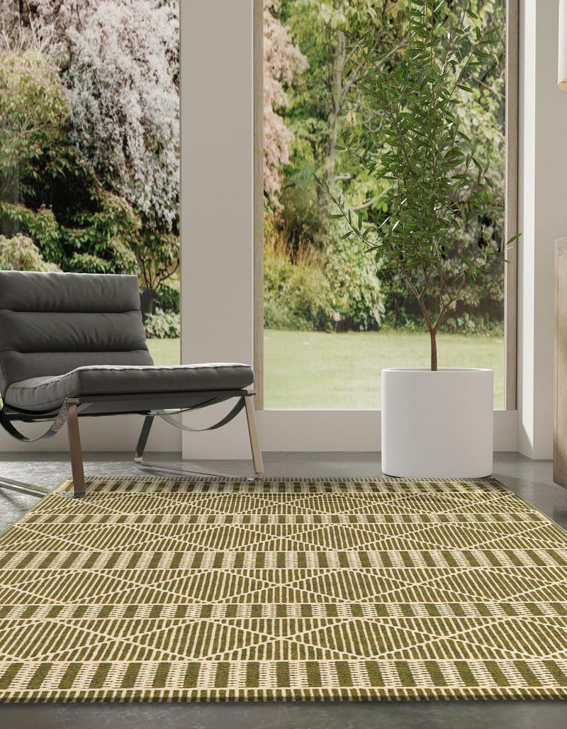 Seaside Lattice Collection Area Rug - Glade Rectangle Green lifestyle 33