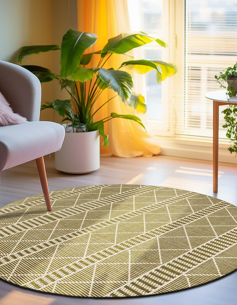 Seaside Lattice Collection Area Rug - Glade Round Green lifestyle 103