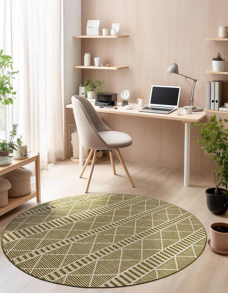 Seaside Lattice Collection Area Rug - Glade Round Green lifestyle 119