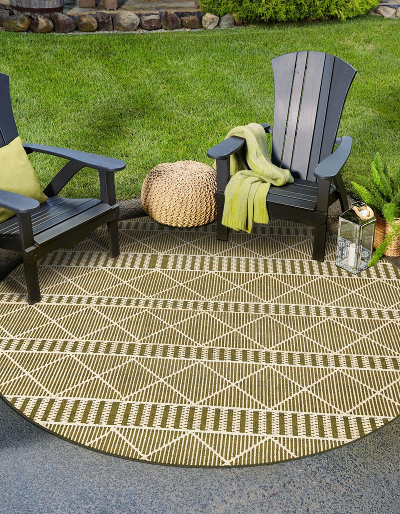 Seaside Lattice Collection Area Rug - Glade Round Green lifestyle 127