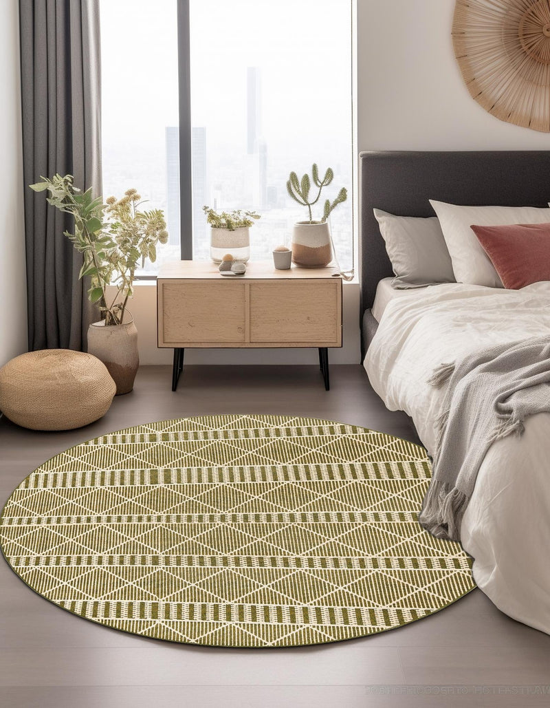 Seaside Lattice Collection Area Rug - Glade Round Green lifestyle 135
