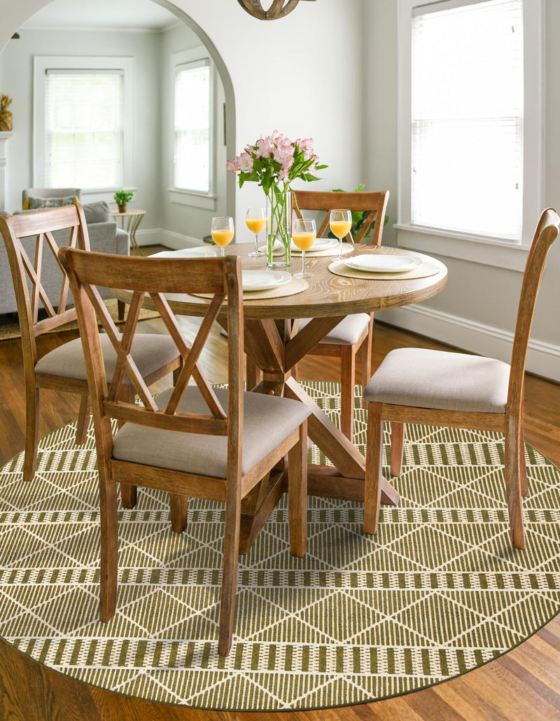 Seaside Lattice Collection Area Rug - Glade Round Green lifestyle 151