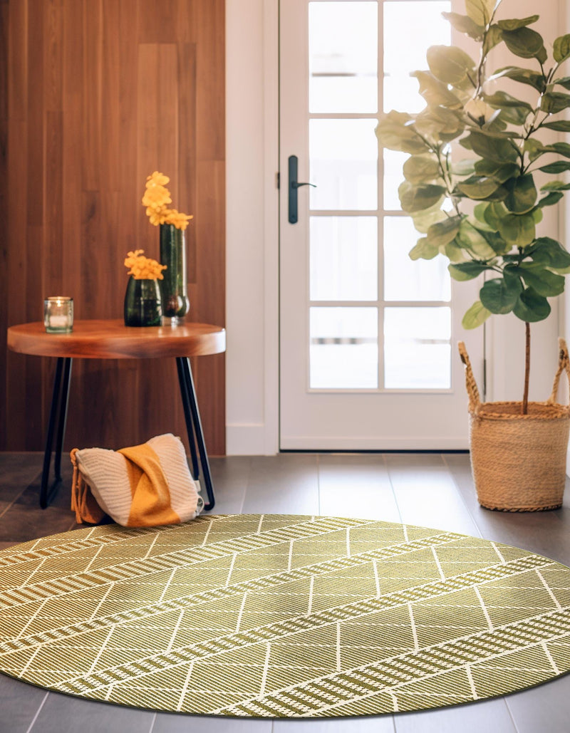 Seaside Lattice Collection Area Rug - Glade Round Green lifestyle 167