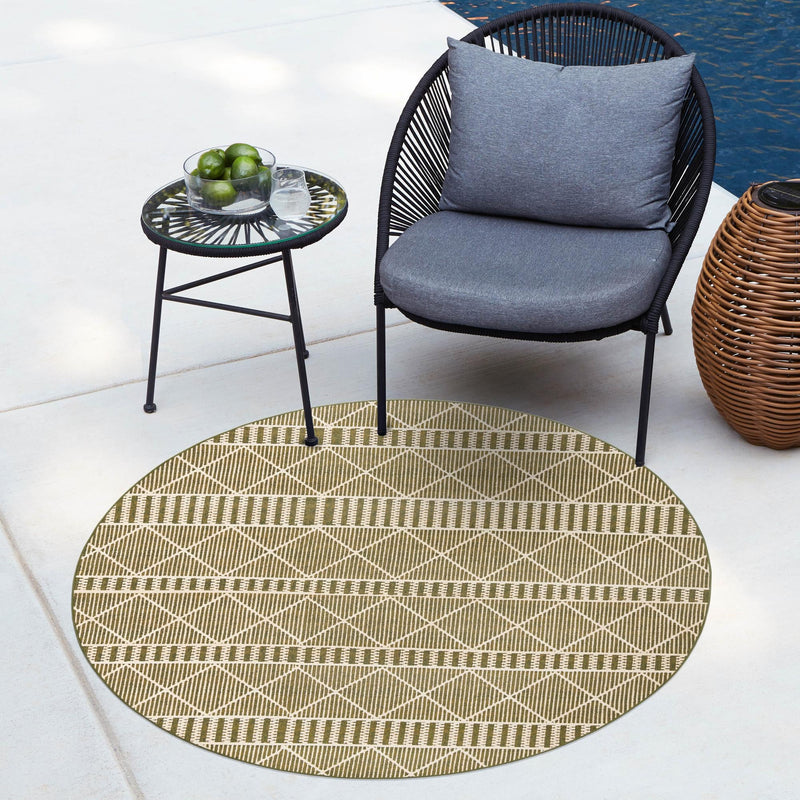 Seaside Lattice Collection Area Rug - Glade Round Green lifestyle 197