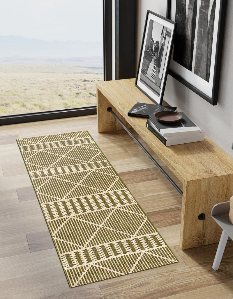 Seaside Lattice Collection Area Rug - Glade Runner Green lifestyle 152