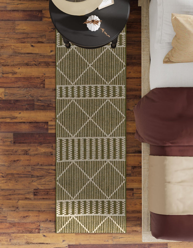 Seaside Lattice Collection Area Rug - Glade Runner Green lifestyle 168