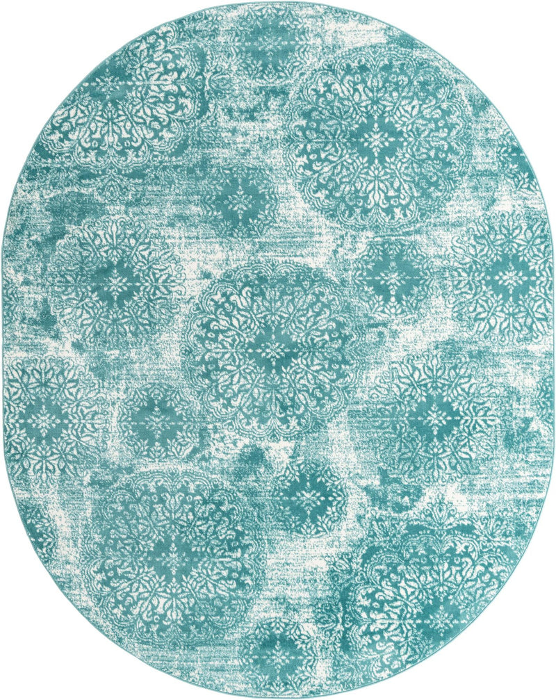 Riviera Elegance Collection Area Rug - Monaco (Turquoise) Oval Turquoise Main