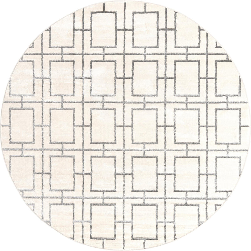 Hollywood Luxe Collection Area Rug - Beverly (White Silver) Round White Silver lifestyle 16