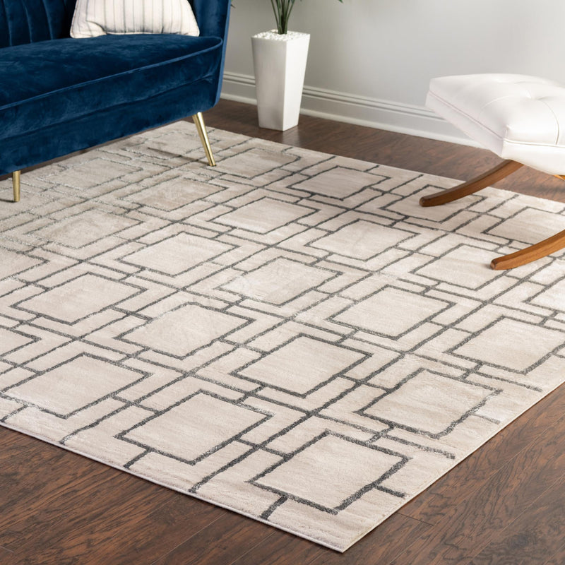 Hollywood Luxe Collection Area Rug - Beverly (White Silver) Square White Silver lifestyle 69