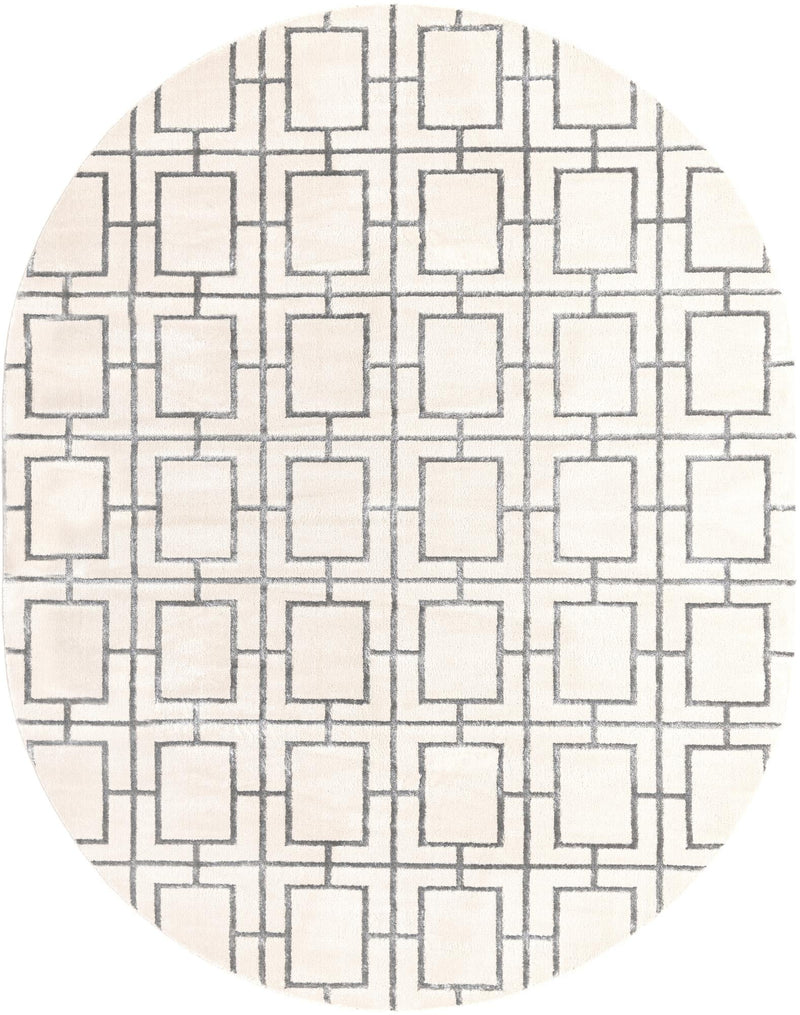 Hollywood Luxe Collection Area Rug - Beverly (White Silver) Oval White Silver lifestyle 18