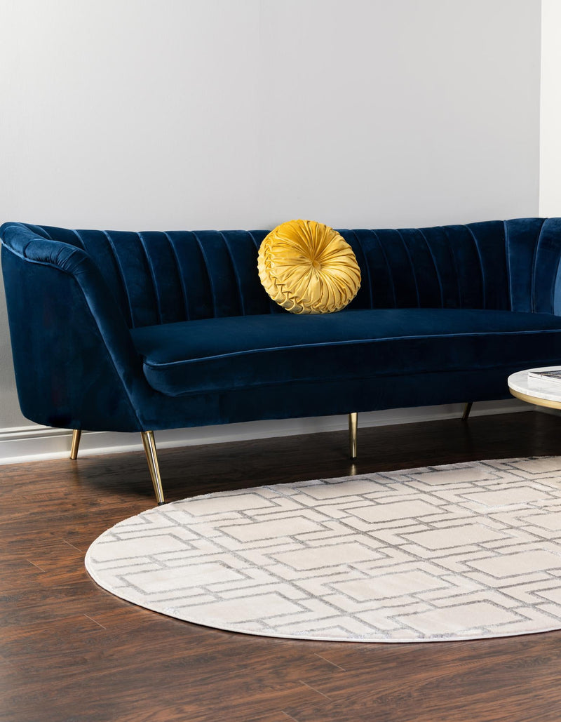 Hollywood Luxe Collection Area Rug - Beverly (White Silver) Oval White Silver lifestyle 25