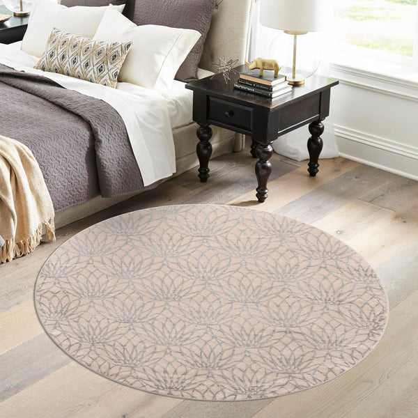 Hollywood Luxe Collection Area Rug - Rodeo Round White Silver lifestyle 117