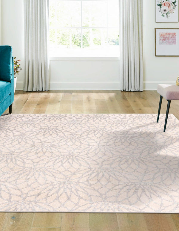 Hollywood Luxe Collection Area Rug - Rodeo Square White Silver lifestyle 57